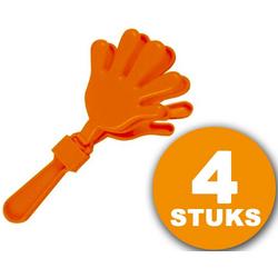 Oranje Feestartikel | 4 stuks Oranje Handjesklapper | Nederlands Elftal EK Voetbal
